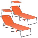 2x transat de jardin hawaii orange 195x60x30cm