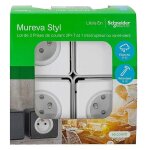 3 prises avec terre + 1 interrupteur va - et - vient schneider electric mureva styl blanc, lot