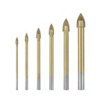 Coffret 6 forets  ailettes plaqu titane, idal pour percer miroir, cramique, porcelaine, verre non ...