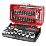 Coffret de clé à cliquet manche rotatif avec douilles 1 / 4 facom r. 360nanopb 6 pans (38 pièces) Coffret de clé à cliquet manche rotatif avec douilles 1 / 4 facom r. 360nanopb 6 pans (38 pièces)