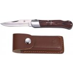 Couteau pliant manche en bois de rose avec tire - bouchon et etui en cuir Couteau pliant manche en bois de rose avec tire - bouchon et etui en cuir