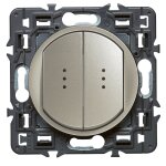 Double interrupteur / va et vient lumineux legrand c�liane soft titane (voyant fourni)