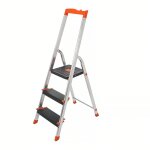 Echelle  3 marches, marches de 12 cm, avec rainures, pieds antiglisses, main courante, charge 150 kg, ...