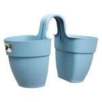 Elho - pot de fleurs - vibia campana flower twin 21 - bleu vintage - balcon ext�rieur - l 38. 4 x w 20. ...