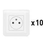 Lot de 10 prises de courant 2p + t 16a complet mosaic - blanc