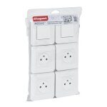Lot de 4 prises encastr�es 2p + t 16a + 2 va et vient 10a complet - mosaic - blanc - legrand