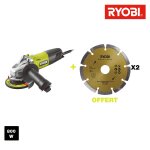 Meuleuse d'angle ryobi 800w 125mm - 2 disques diamants rag800 - 125sd2