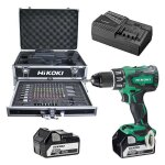 Perceuse visseuse percussion 18v dv18dbsl hikoki - 2 batteries + chargeur + coffret alu 100 accessoires ...