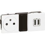 Prise 2p + t et prise double usb legrand - mosaïc - 4 modules Prise 2p + t et prise double usb legrand - mosaïc - 4 modules