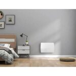 Radiateur lectrique fixe a inertie seche cramique 1000w oceanic rubis - faade verre - blanc - nf