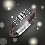 Bracelet tress en cuir marron fonc