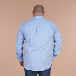 Chemise bleue lin ruckfield  manches longues col mao