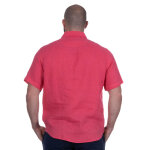 Chemise lin manches courtes fuschia