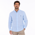 Chemise lin ruckfield � manches longues bleu ciel