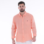 Chemise lin ruckfield � manches longues corail