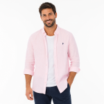Chemise lin ruckfield � manches longues rose