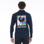 Polo  manches longues webb ellis rugby nations bleu marine + t - shirt offert