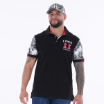 Polo noir  manches courtes motif palmes jonah lomu by ruckfield