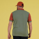 Polo ruckfield  manches courtes bi - colore kaki / terracotta