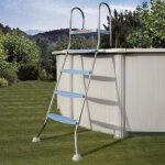 Echelle pour piscine hors - sol - h142 cm - grise avec plateforme