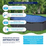 Piscine acier gr ovale antracita 5, 27 x 3, 27 x h. 132 cm - filtre  sable