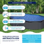 Piscine acier gr ovale antracita 6, 34 x 3, 99 x h. 132 cm - filtre  sable