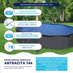Piscine acier gr ovale antracita 7, 44 x 3, 99 x h. 132 cm - filtre  sable