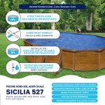 Piscine acier gr� ovale sicilia 527 x 327 x h. 122 cm - filtre � cartouche