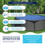 Piscine acier gr ronde antracita  480 x 132 cm - filtre  sable