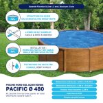Piscine acier gr� ronde pacific � 480 x 122 cm - filtre � sable
