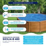 Piscine acier gr� ronde sicilia � 480 x 122 cm - filtre � cartouche