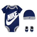 Ensemble de barboteuse + bonnet + chaussons bébé garçon nike nhn furura logo Ensemble de barboteuse + bonnet + chaussons bébé garçon nike nhn furura logo