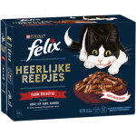 Felix d�licieuses lamelles farm selection au b?uf, poulet, canard, � la dinde p�t�e en sauce pour chat ...