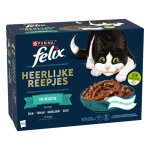 Felix dlicieuses lamelles fish selection au saumon, thon, cabillaud,  la plie pte en sauce pour chat ...