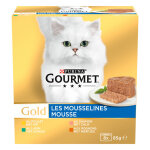 Gourmet gold 8 - pack mousseline poulet / saumon / rognons / lapin pour chat 48 x 85 g