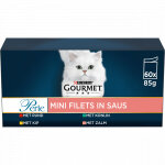 Gourmet perle les filettines en sauce - b?uf, poulet, lapin, saumon - p�t�e pour chat 2 x (60 x 85 g) ...