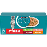 Purina one adult sterilcat - boeuf, dinde, poulet, saumon en sauce p�t�e pour chat 80 x 85 g