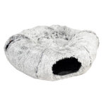 Snug tunnel et lit en forme de beignet gris clair pour chat une pi�ce