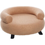 Sofa dudo chaise longue ronde beige pour chien et chat une pi�ce