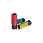 903spc / 3 douille  choc bleu, rouge, jaune, cls mixtes  cliquet