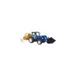 Bruder new holland t5. 120 avec chargeur frontal, caisse de chargement, fourches et balles rondes, mod�le ...