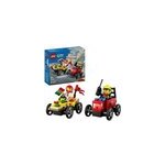 City - kit de voiture de course: camion de livraison de pizzas contre camion de pompiers, jouets de constructi ...