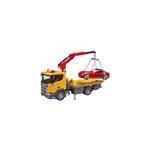 Dpanneuse scania super 560r avec grue et son et lumire + voiture de sport roadster, modle rduit de ...