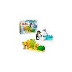Duplo city - familles d''animaux sauvages: pingouins et lions, jouets de construction