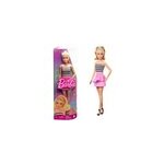 Fashionistas #213 - poupe blonde avec haut ray, jupe rose et lunettes de soleil