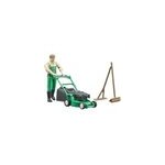 Jardinier bworld avec tondeuse � gazon, figurine