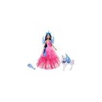Poupée licorne avec cheveux bleus, robe rose et licorne Poupée licorne avec cheveux bleus, robe rose et licorne