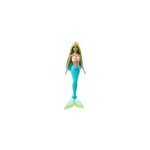 Poupée sirène aux cheveux bleus et jaunes et turquoise Poupée sirène aux cheveux bleus et jaunes et turquoise