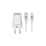 Set de charge apple lightning / usb - c pd 30 watts, chargeur