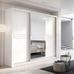 Idea - 11 - armoire coulissante blanche 3 portes avec miroir
